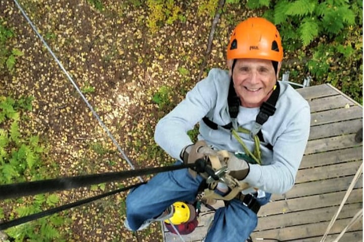man on zipline