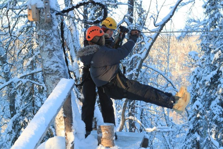 zipline in snow